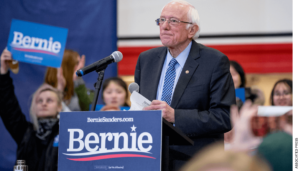 Democratic presidential candidate Sen. Bernie Sanders, I-Vt., pauses while speaking at a campaign stop at Stevens High School, Sunday, Feb. 9, 2020, in Claremont, N.H.