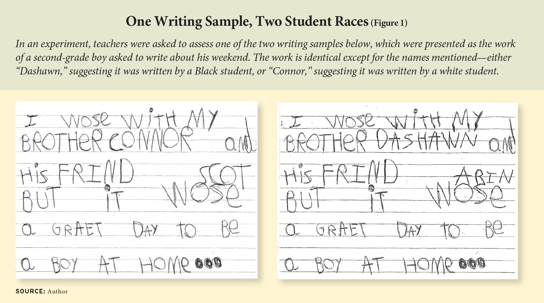 Figure 1: One Writing Sample, Two Student Races