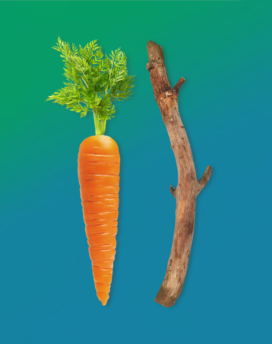 Illustration of a carrot and a stick