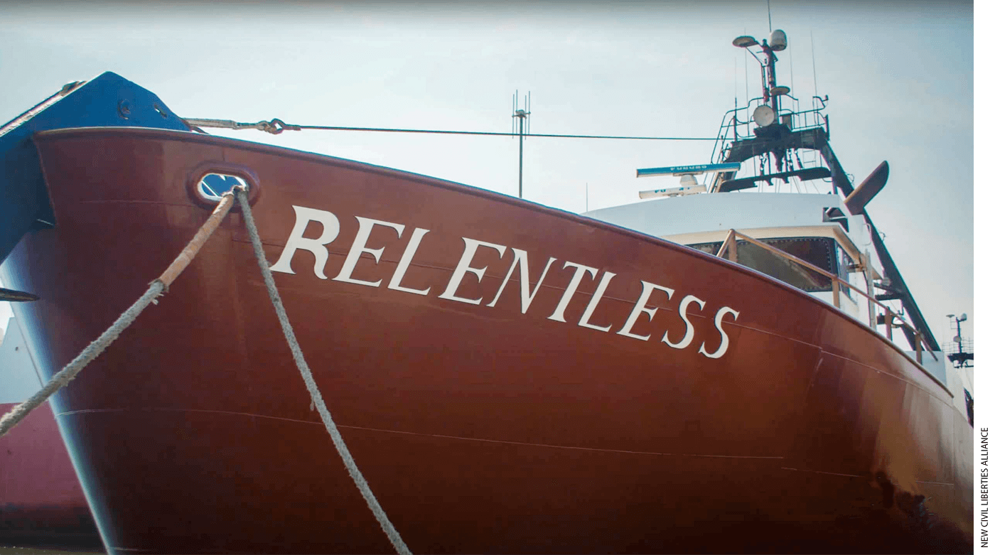 Exterior of the fishing vessel "Relentless"