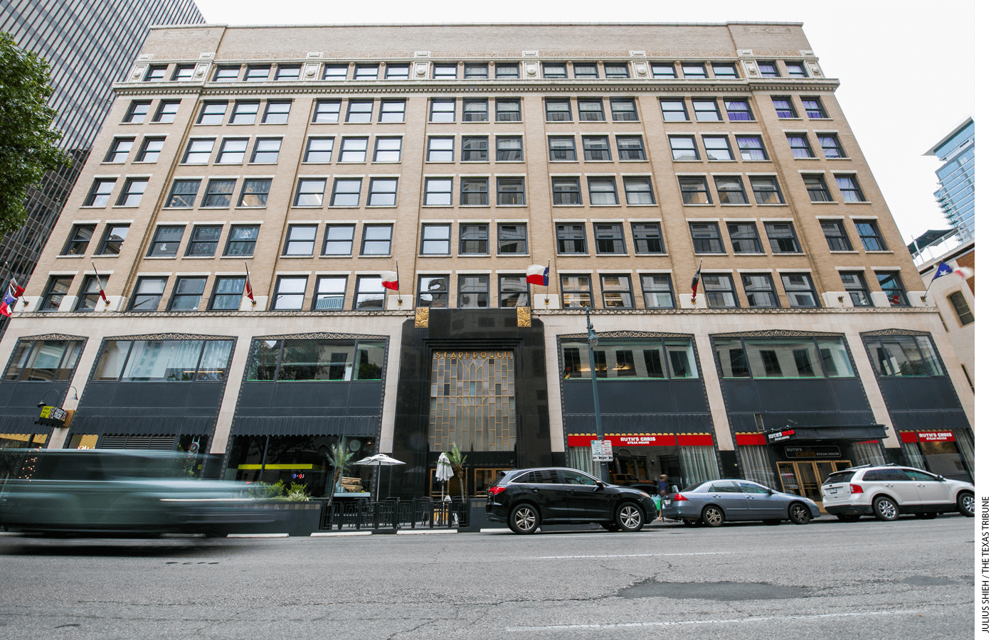 exterior of the Scarbrough Building in downtown Austin