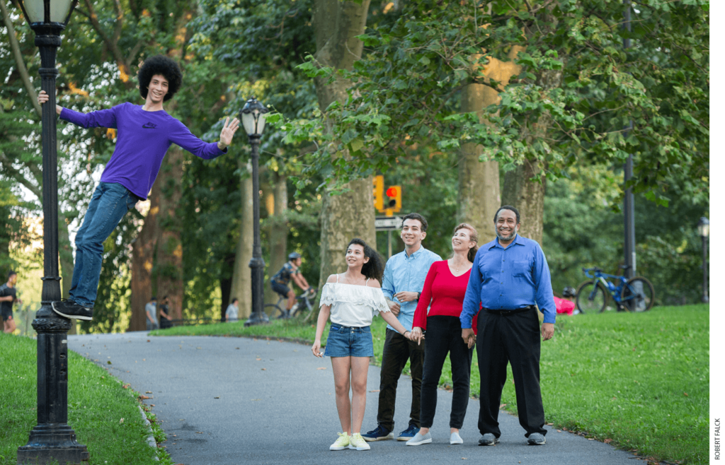 Family of five in a park