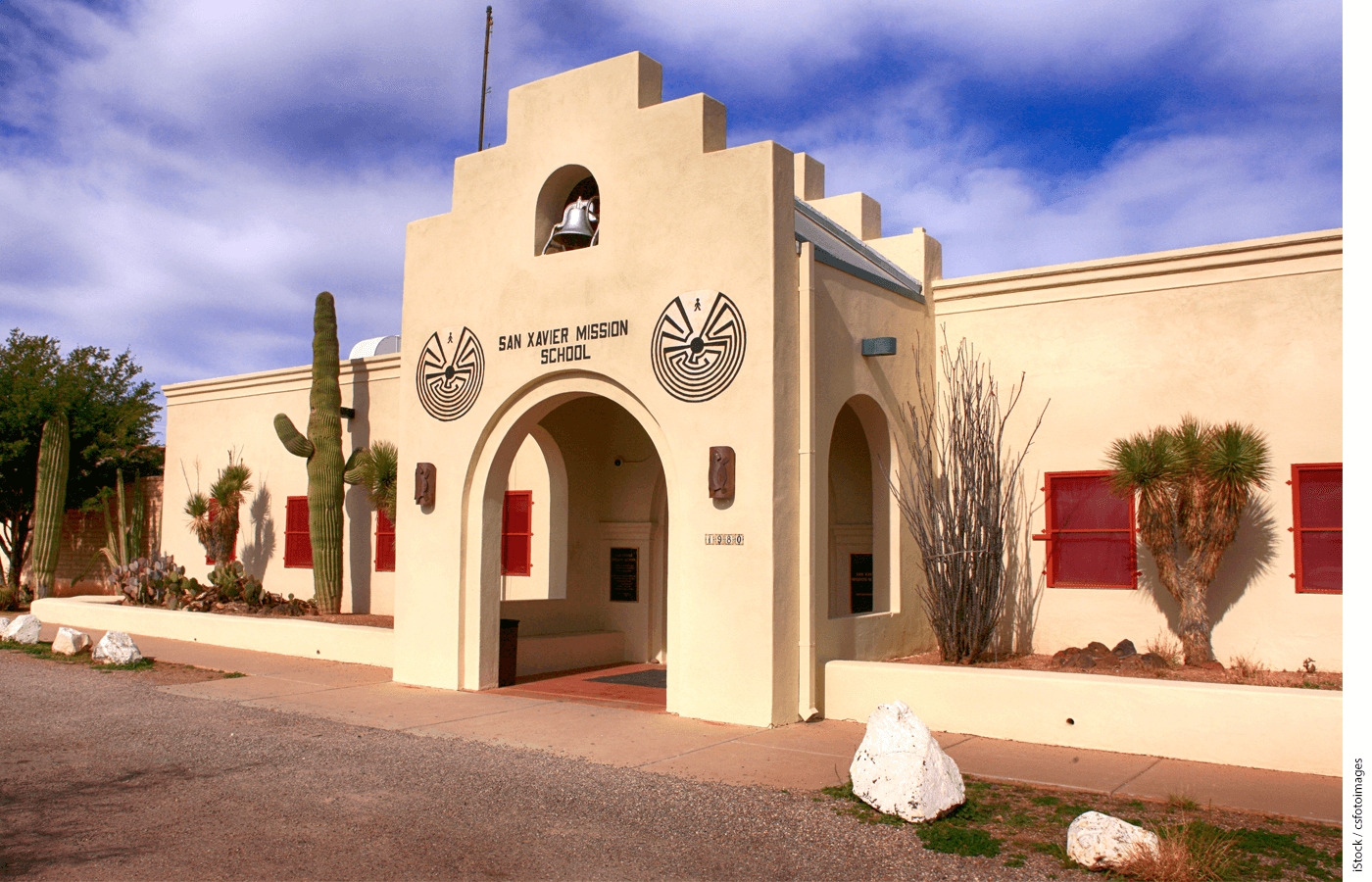 Exterior of the San Xavier Mission School in Tucson AZ