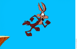 Still of Wile E. Coyote about to run off a cliff