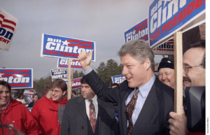 Bill Clinton greets supporters during the New Hampshire primary in February 1992.