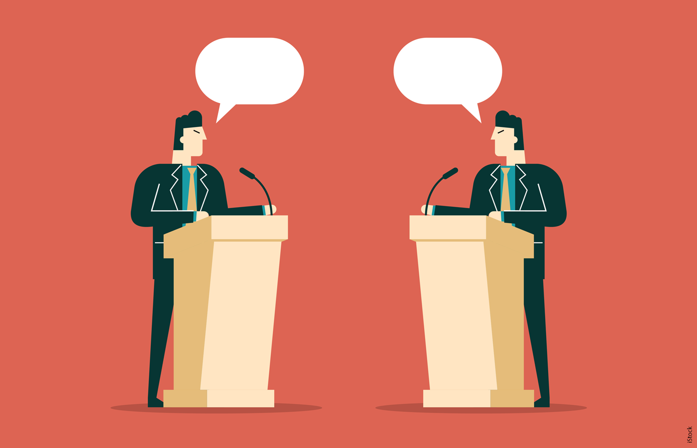 Illustration of the same person debating himself